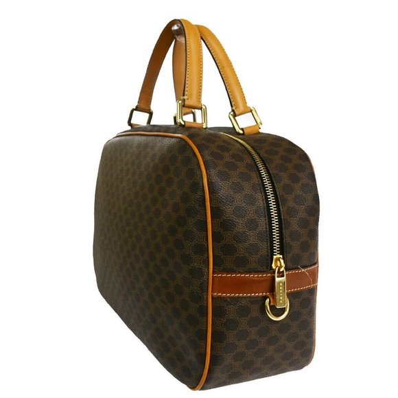 Auth CELINE Macadam Pattern Hand Bag PVC Leather Brown Gold Made In Italy - Picture 8 of 16